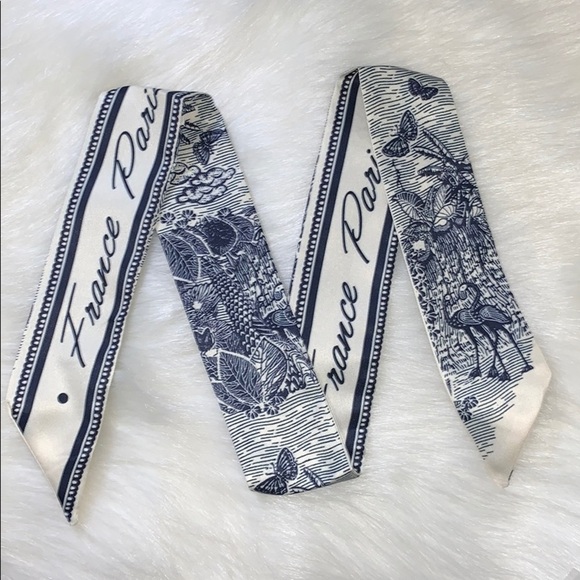 unisex Accessories - BLUE & Cream Flamingo 🦩 Scarf Twilly Bandeau Tie​​